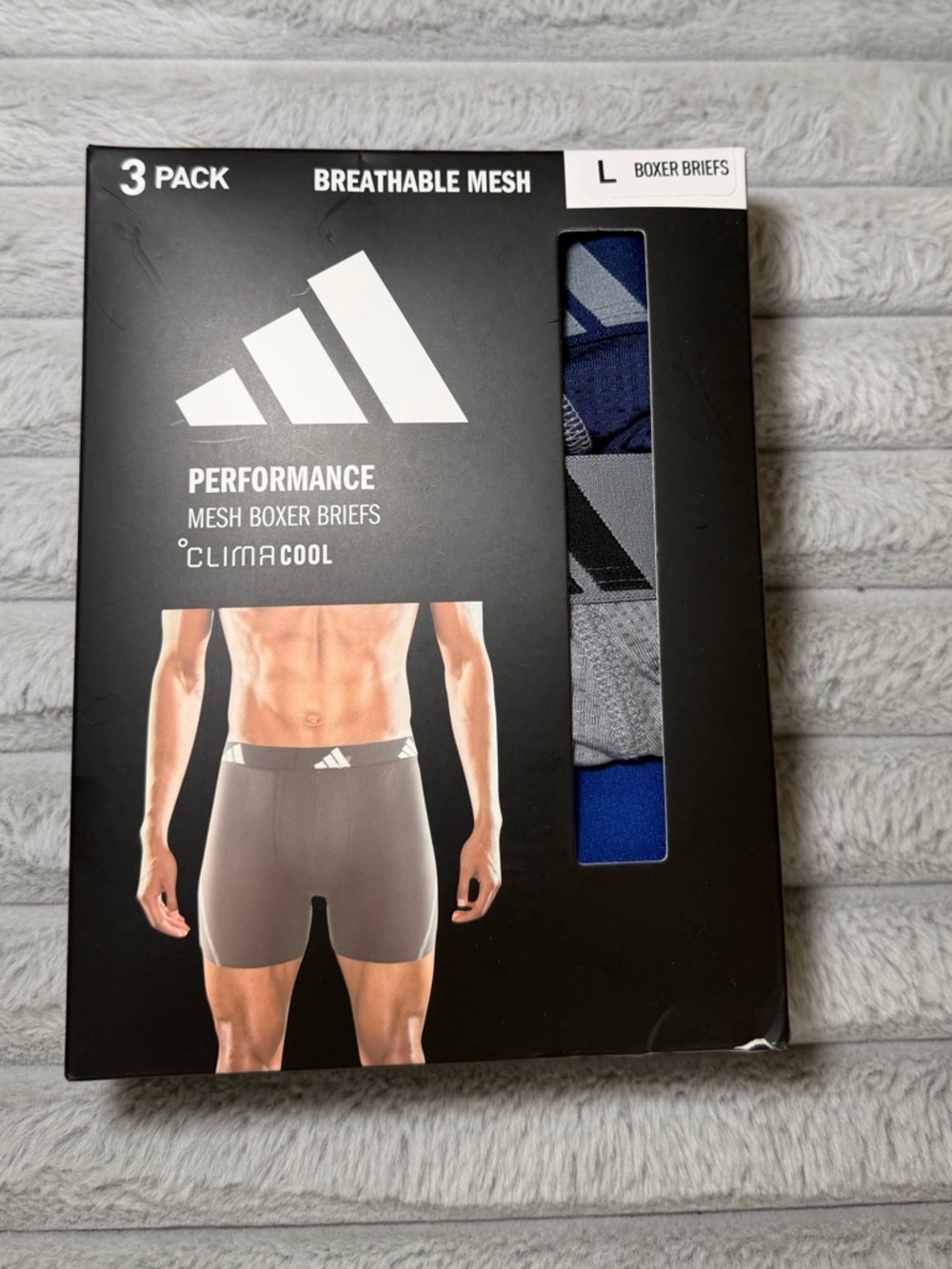 adidas 3-Pack Performance Mesh Boxer Briefs - Blue & Gray